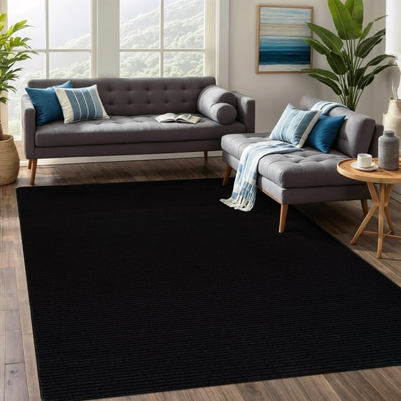 Beverly Rug Non-Slip Machine Washable 6 x 9 Black Indoor Area Rugs