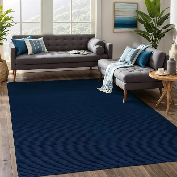 Beverly Rug Non-Slip Machine Washable 6 x 9 Navy Indoor Area Rugs