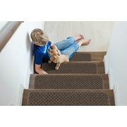 Beverly Rug Non Slip Stair Treads for Wooden Steps, Rubber Backed Stair Carpet Treads, Set of 15, Brown, 8.5"x26"