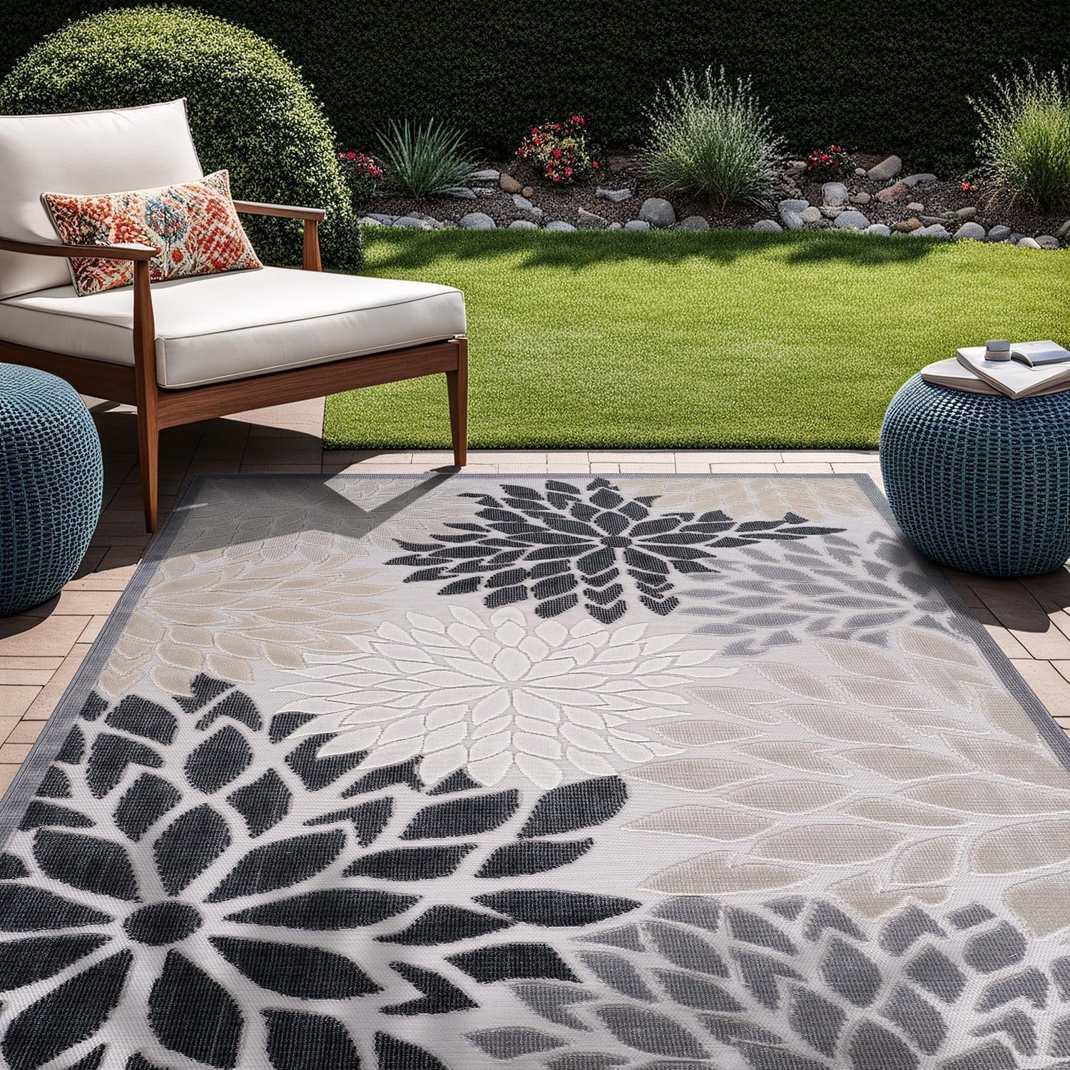 Beverly Rug Indoor Outdoor Area Rugs Beige Gray, Waterproof, 8x10 ...