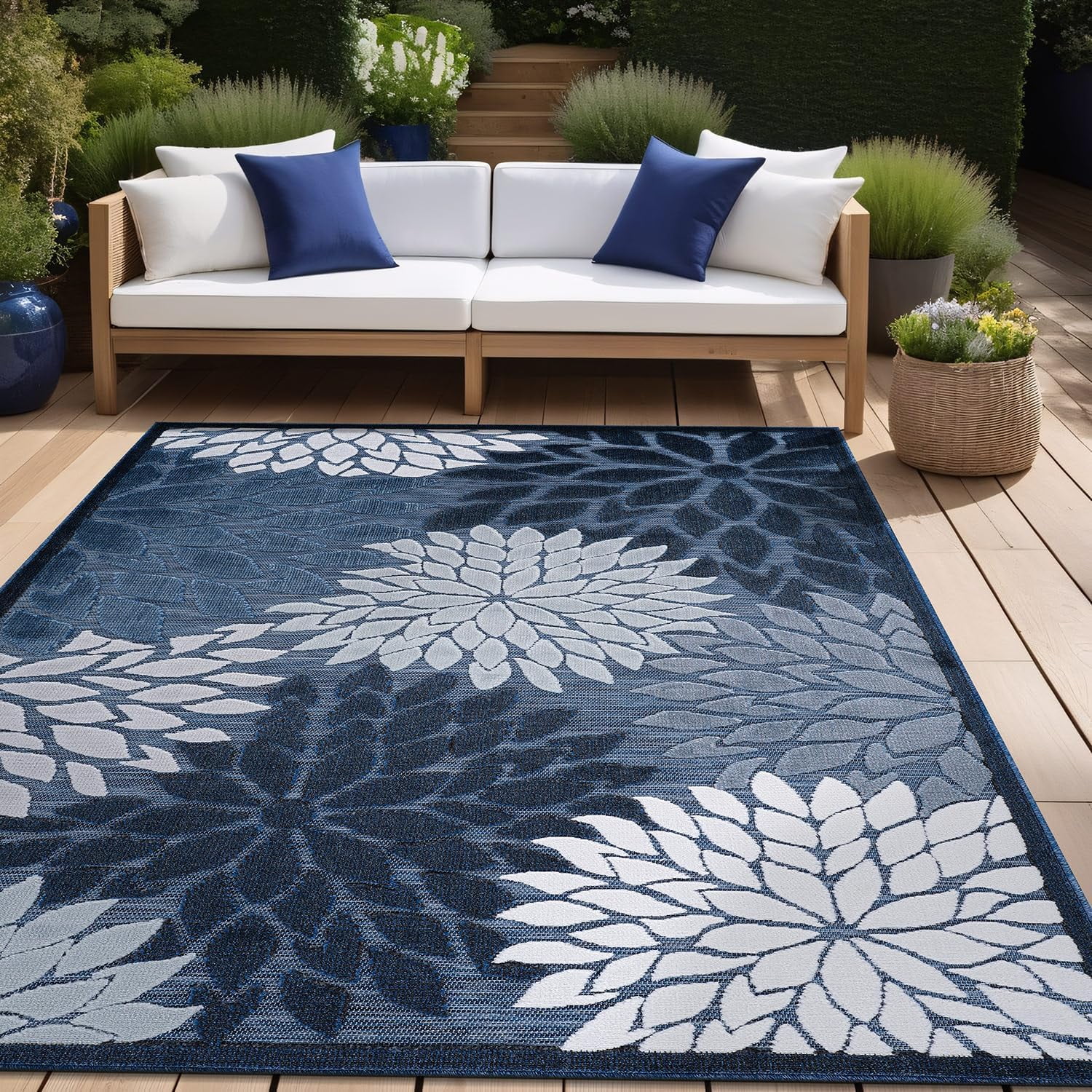 GAD Premium Indoor Outdoor Contemporary Coral Area Rug (7'10
