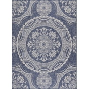 Beverly Rug Outdoor Rug 4' x 6' Patio, Garden, Porch Blue and White