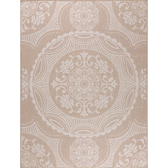 Beverly Rug Outdoor Rug 4' x 6' Patio, Porch, Garden White and Beige