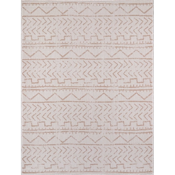 Beverly Rug Outdoor Rug 5' x 7' Patio, Porch, Garden Beige and White