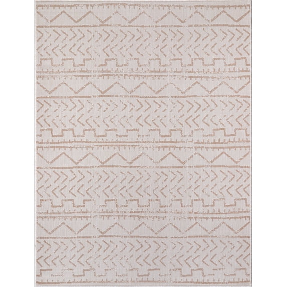 Beverly Rug Outdoor Rug 6' x 9' Patio, Porch, Garden Beige and White