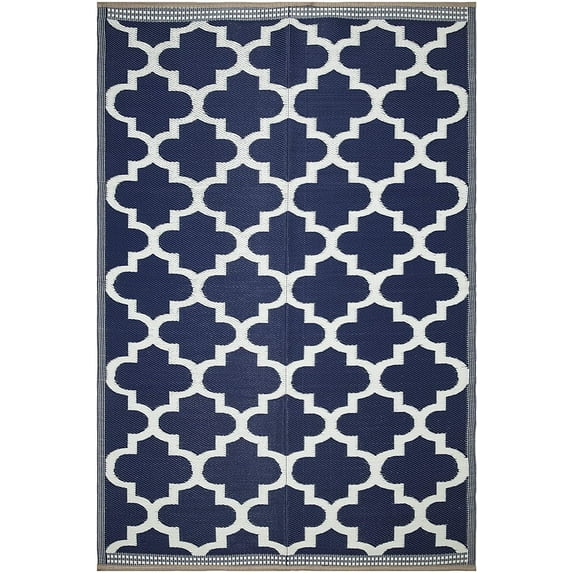 Beverly Rug Outdoor Rug, Reversible Plastic Camping Rug, Blue, 10' x 13'