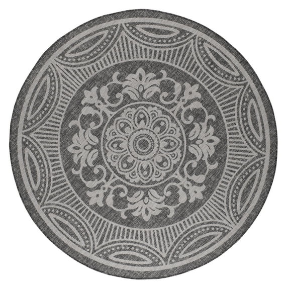 Beverly Rug Outdoor Rug Round 6' 7'' Patio, Porch, Garden Rug Gray