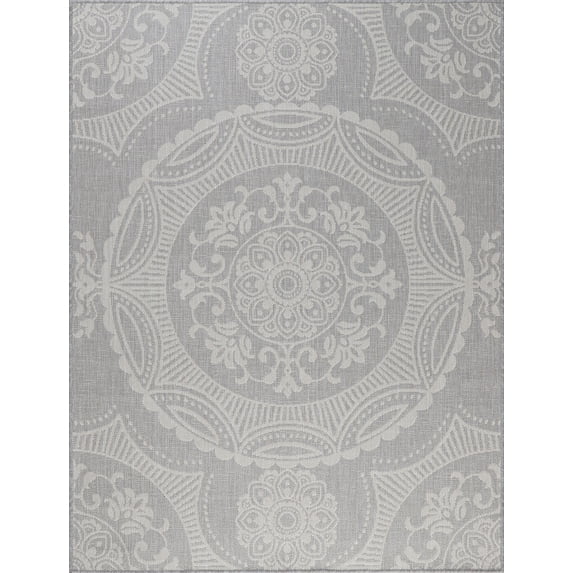 Beverly Rug Outdoor Rugs 4' x 6' Patio, Garden, Patio White and Gray