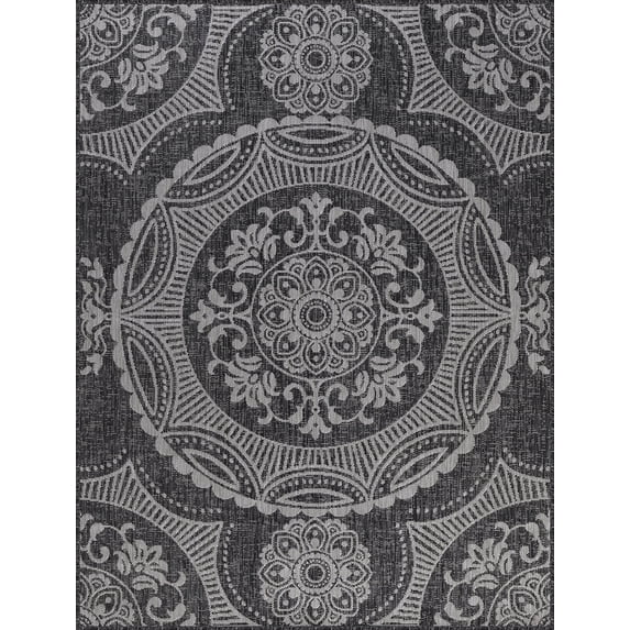 Beverly Rug Outdoor Rugs 5' x 7' Patio, Porch, Garden Gray