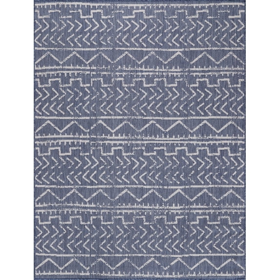 Beverly Rug Outdoor Rugs 6' x 9' Patio, Porch, Garden Blue and White