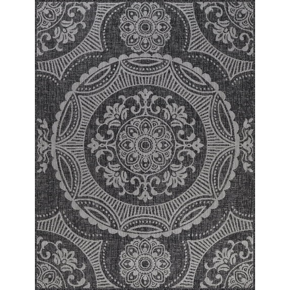 Beverly Rug Outdoor Rugs 8' x 10' Patio, Porch, Garden Rug, Gray