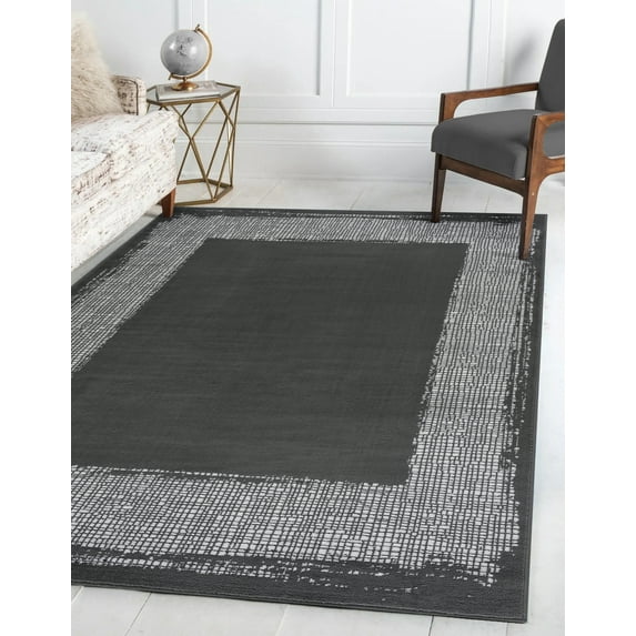 Beverly Rug Runner Rugs for Living Room Door Mat Dark Gray Off White 2' x 3'