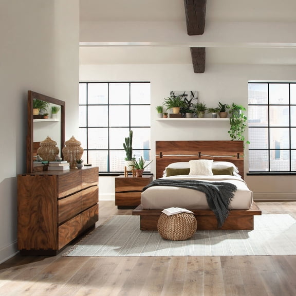 Beverly Smokey Walnut 4-piece Eastern King Bedroom Set