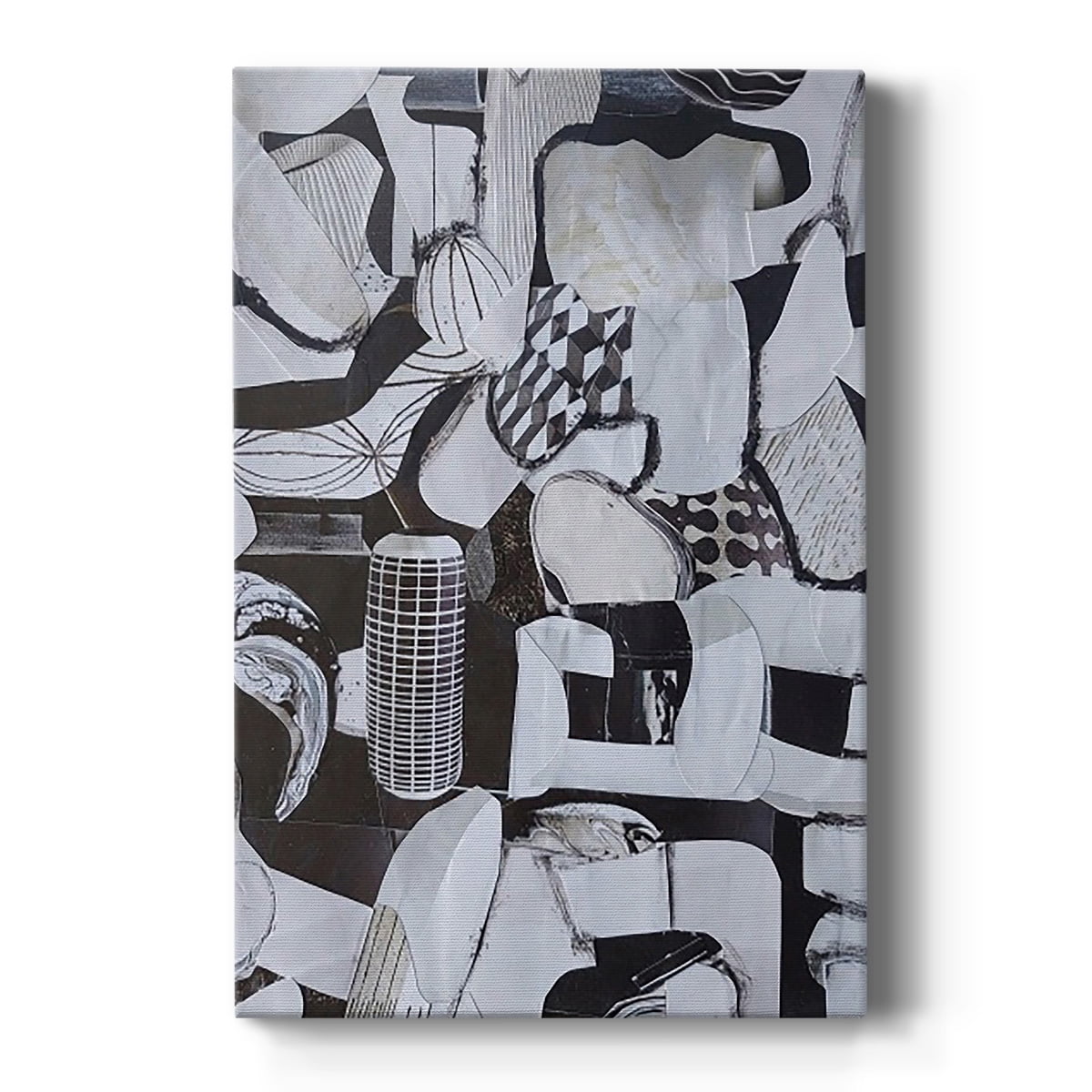Monochrome Abstract Art Canvas in Black and White - 14" x 14"