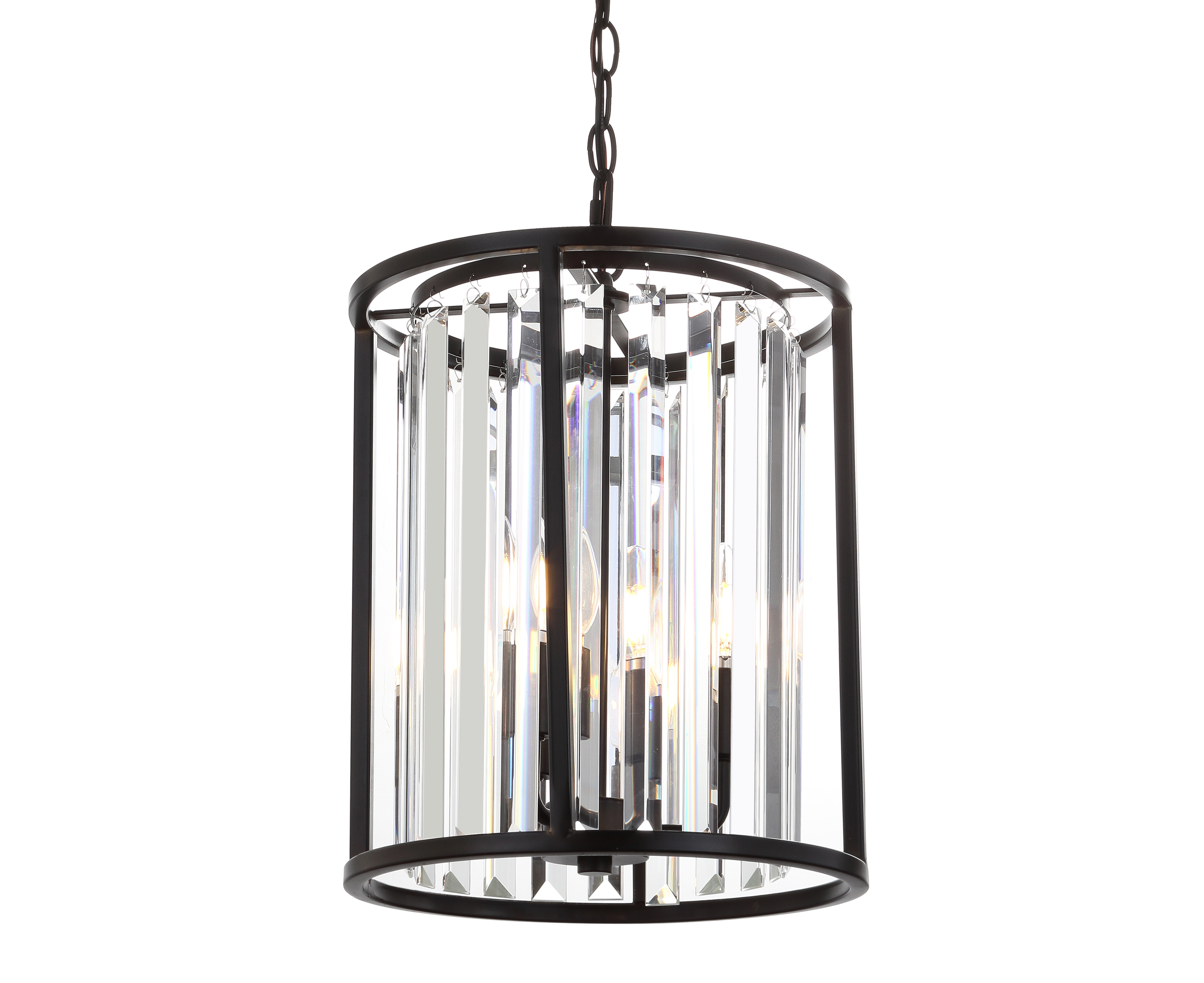 Bevin 12" Metal/Crystal LED Pendant, Oil Rubbed Bronze