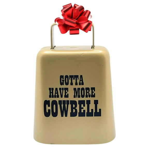 Bevin Bells "Gotta Have More Cowbell" (Small) | Gold Color | Steel Cow Bell | Loud Noise Maker w/Handle | Made in CT, USA
