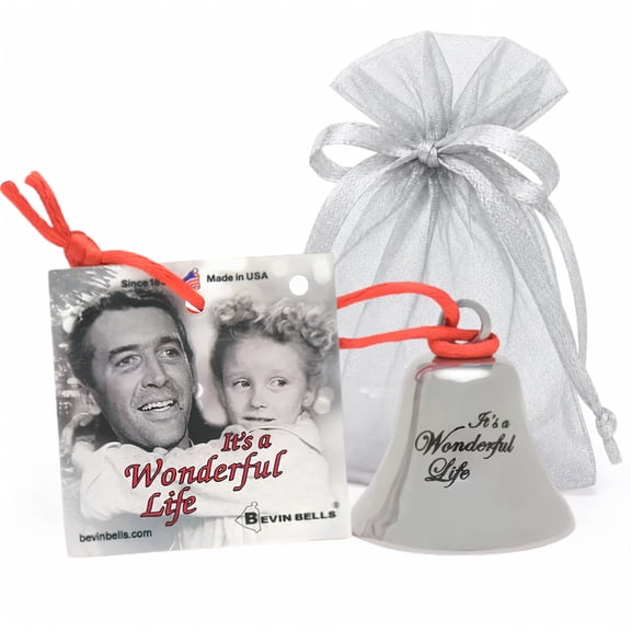 Bevin Bells It's A Wonderful Life Christmas Ornament Bell Made of Steel | Movie Keepsake Christmas Ornament | Includes Gift Box & Red Hanging String