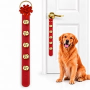 Bevin Bells Leather Sleigh Bell Strap | Five 1   Bells | Red/Brass | Door Hanger | Made of Steel | Sleigh Bells on Leather Strap | Sturdy Hanging Loop | Made in CT, USA