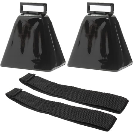 Bevin Bells Long Distance Cow Bells 10LD (Black & Black) | Made from Steel | Loud Noise Makers | w/Black Strap Around The Handle | Made in USA