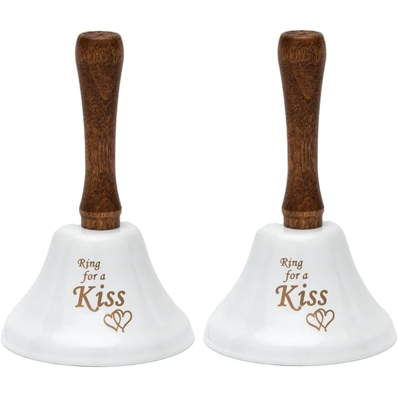 Bevin Bells Ring for a Kiss Wedding Bell | Loud Cowbell, Tea Bell or Ornamental Bells | Party Bell | Wedding Reception & Rehearsal Dinner Bells | Countertop Service Call Bell | Made in CT, USA C113