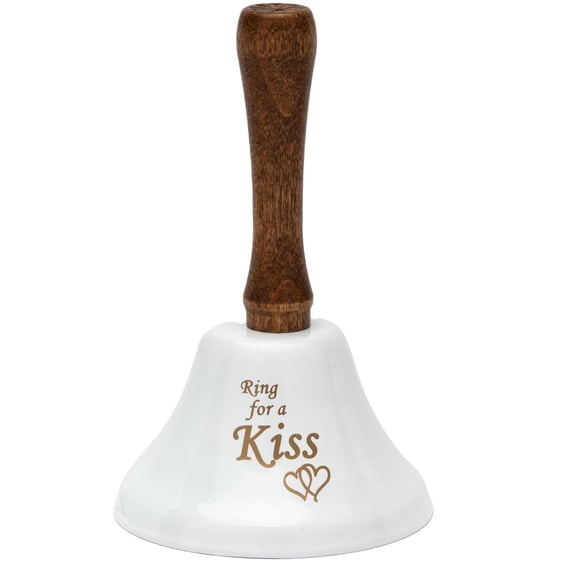 Bevin Bells Ring for a Kiss Wedding Bell | Loud Cowbell, Tea Bell, or Ornamental Bells | Party & Reception Bell | 6 Pack | Countertop Service Call Bell | Made in CT, USA
