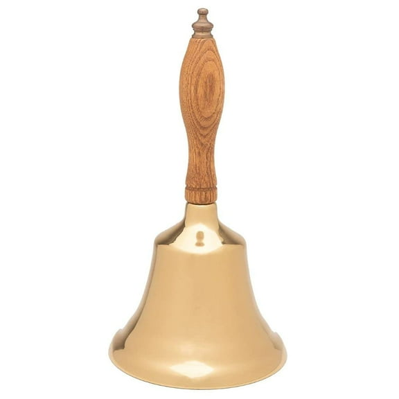Bevin Bells Solid Brass Hand Bell | 8HB | New England Hardwood Handle | Elegant Hand Call Bell | Noise Makers | Loud Brass Bells | Easy to Grip Handle | Teacher Handheld Bell | Made in CT, USA