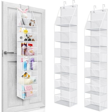 Bevtee 2 Pack 6-Tier over The Door Organizer, over The Door Pantry Organizer, Hanging Storage with Clear Plastic Pockets, White