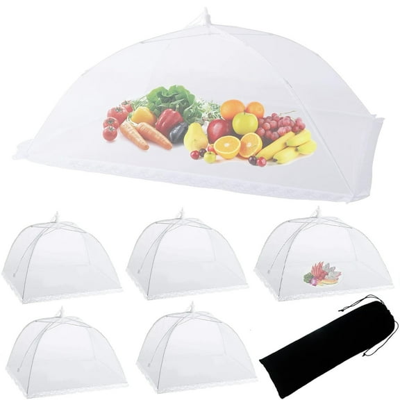 Bevtee 6 Pack Mesh Food and Plant Covers, Collapsible Reusable Food Cover Protector from Flies and Bugs for Outdoor and Home Use