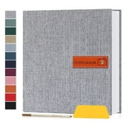 Bevtee 60 Pages Large Photo Album Self Adhesive, 4x6 8x10 DIY Picture Scrapbook, with Pen and Plastic Board, for Moms, Families, Babies, and Weddings