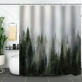 Bevtee Black Ombre Misty Forest Fabric Shower Curtain with 12 Hooks, 72