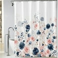 thumbnail image 1 of Bevtee Blue and Pink Floral Shower Curtain, Waterproof Fabric Flowers Bathroom Shower Curtain with 12 Hooks, 72 x 72 Inch, 1 of 6
