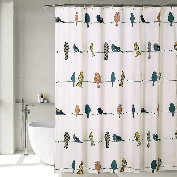 Bevtee Fabric Bird Shower Curtain, Cute Shower Curtains for Bathroom with Hooks, 72" x 72",Colorful