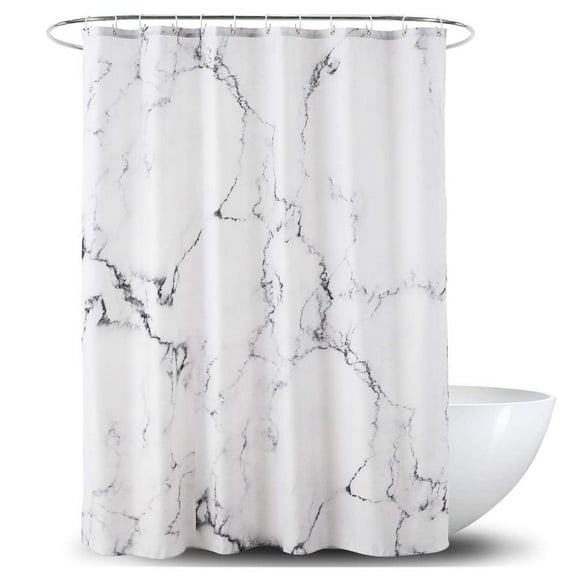 Bevtee Grey and White Marble Shower Curtains Set with Hooks, Washable Fabric Bathroom Shower Curtains, Waterproof , 72" x 72"