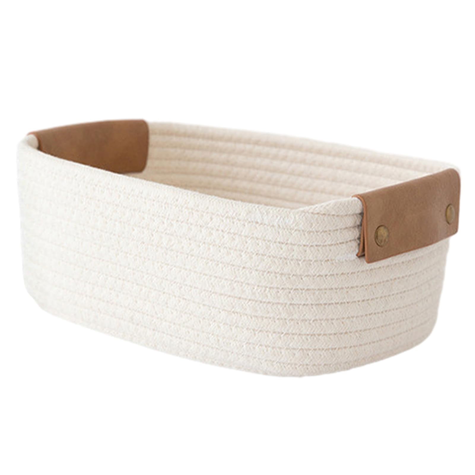 Bevtee Large Cotton Woven Basket with PU Leather Handle, Baby Kids ...