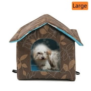 Bevtee Outdoor Cat House, Foldable Cat Bed Cave for Dog Puppy, Weatherproof, Waterproof, Brown, Large