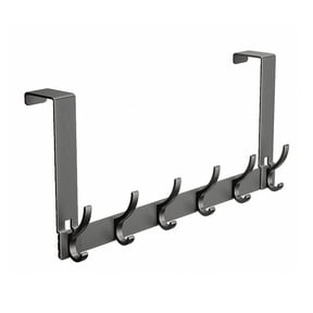 Bevtee over The Door Hook, over The Door Hanger with 6-Double Coat Hooks Rack , Bathroom Metal Towel Holder, Black Bathroom Accessories