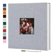 Bevtee Photo Album Self Adhesive 4x6 8x10 DIY Picture Scrapbook, 40 Pages Linen Cover with Display Window, with Pen, for Moms, Families, Babies, and Weddings