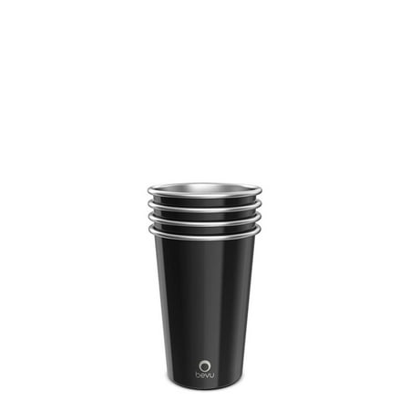 Bevu® FIESTA Steel Cups (4) Black 470ml / 16oz.