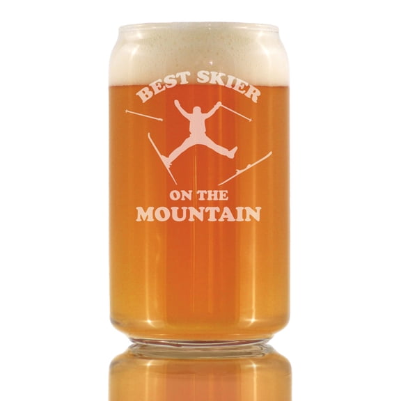 Bevvee Beer Can Pint Glass 16 oz Best Skier Gifts for Ski Enthusiasts Beer Glasses