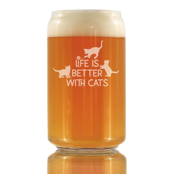 Bevvee Beer Can Pint Glass 16 oz Better With Cats Cat Lover Gifts Beer Glasses