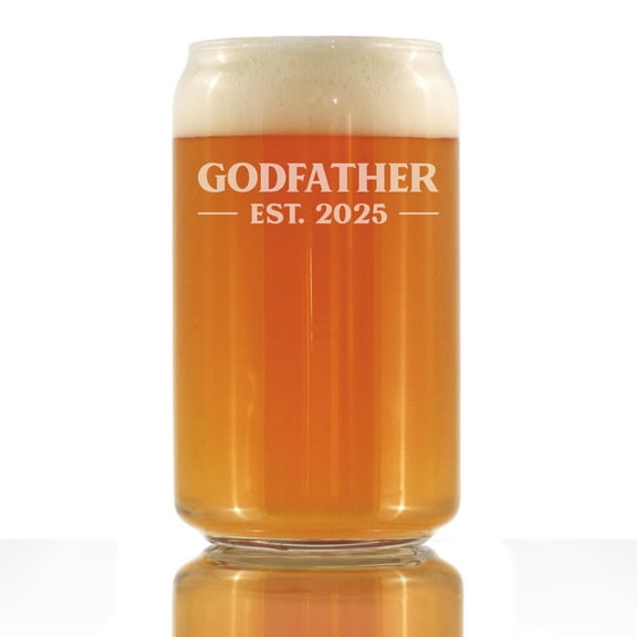 Bevvee Beer Can Pint Glass 16 oz Bold 2025 Godfather Gifts For Dads Beer Glasses