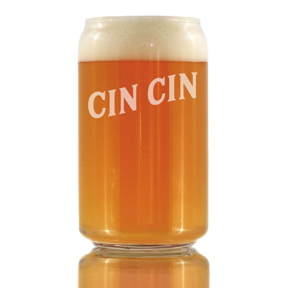 Bevvee Beer Can Pint Glass 16 oz Cheers Italian Cin Cin Gifts for Beer Lovers Beer Glasses