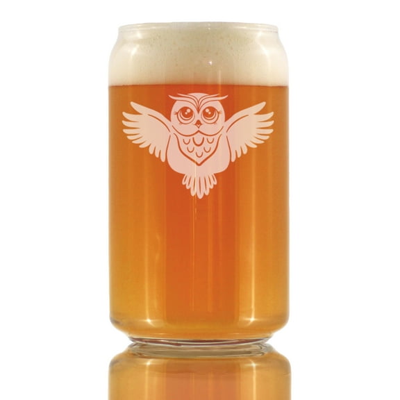 Bevvee Beer Can Pint Glass 16 oz Cute Owl Owl Enthusiast Gifts Beer Glasses