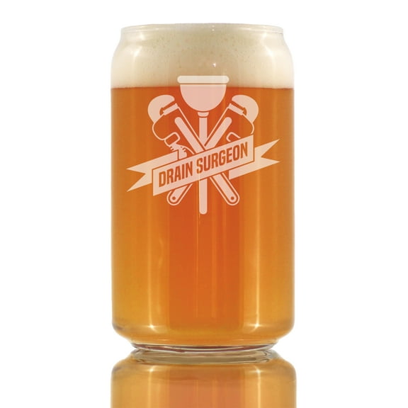 Bevvee Beer Can Pint Glass 16 oz Drain Surgeon Plumber Gifts Beer Glasses