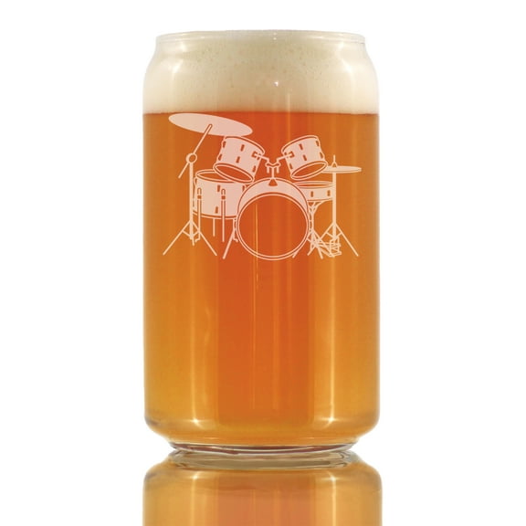 Bevvee Beer Can Pint Glass 16 oz Drums Gifts for Drummers Beer Glasses