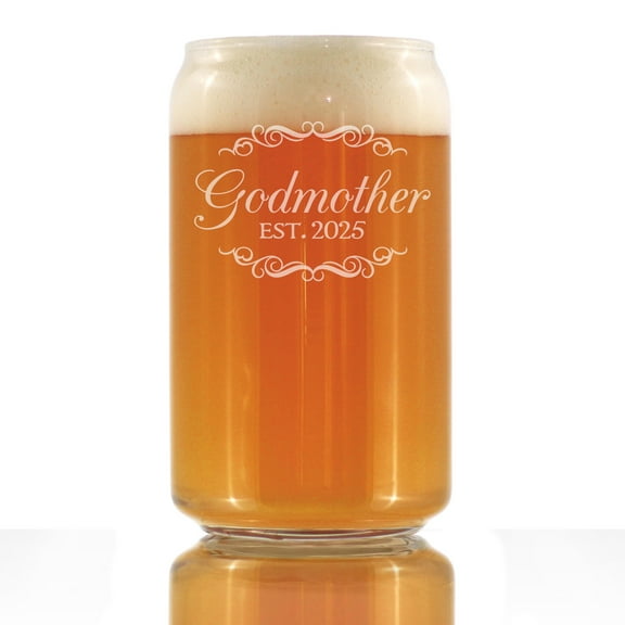 Bevvee Beer Can Pint Glass 16 oz Fancy 2025 Godmother Gifts for Godparents Beer Glasses
