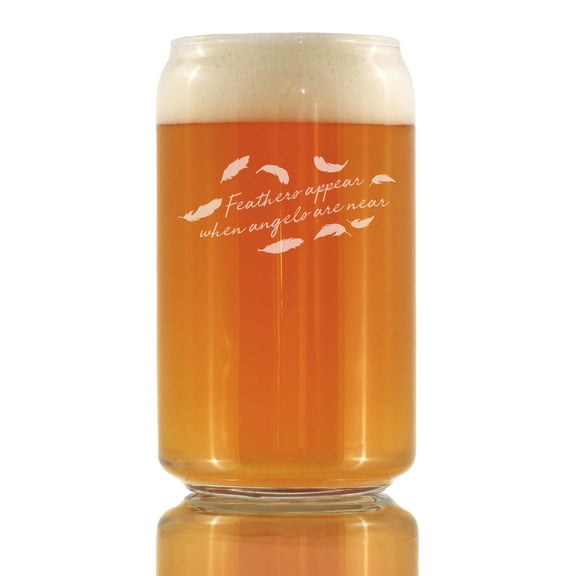 Bevvee Beer Can Pint Glass 16 oz Feathers Appear Guardian Angel Enthusiast Gifts Beer Glasses
