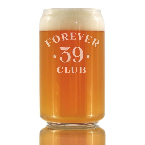 Bevvee Beer Can Pint Glass 16 oz Forever 39 Gifts for Those Celebrating Their "Forever 39" Birthday Beer Glasses