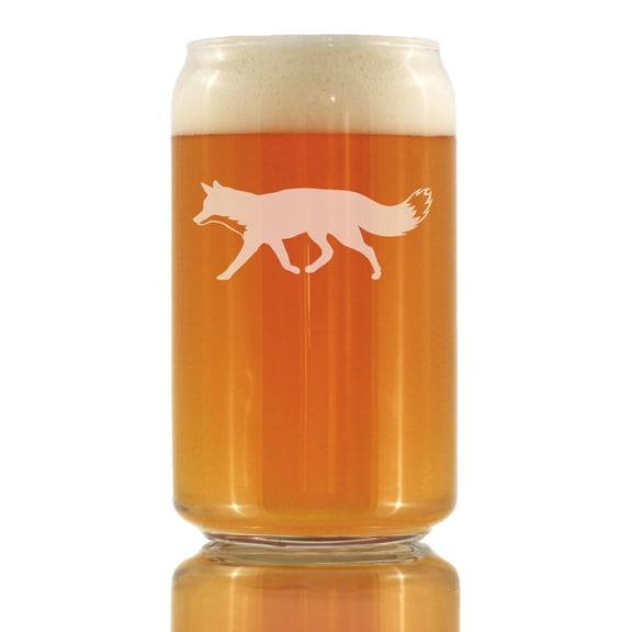 Bevvee Beer Can Pint Glass 16 oz Fox Silhouette Gifts for Beer Enthusiasts Beer Glasses