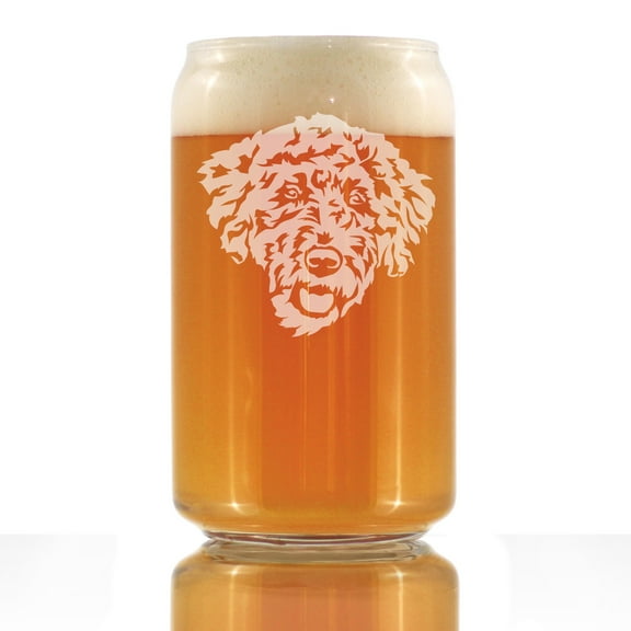 Bevvee Beer Can Pint Glass 16 oz Labradoodle Face Labradoodle Owner Gifts Beer Glasses